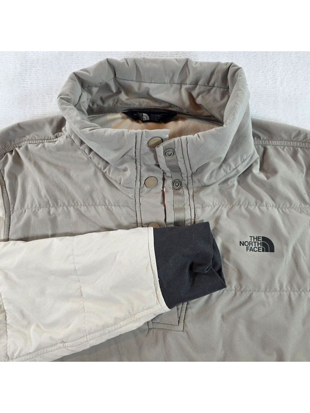 The North Face Women's XL Pullover Jacket Beige Gray Lightweight Thumb Holes